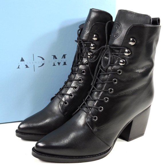 🇮🇹 ALESSANDRO DI MARIA 🇮🇹 BLACK LEATHER BOOTIE - Picture 7 of 8